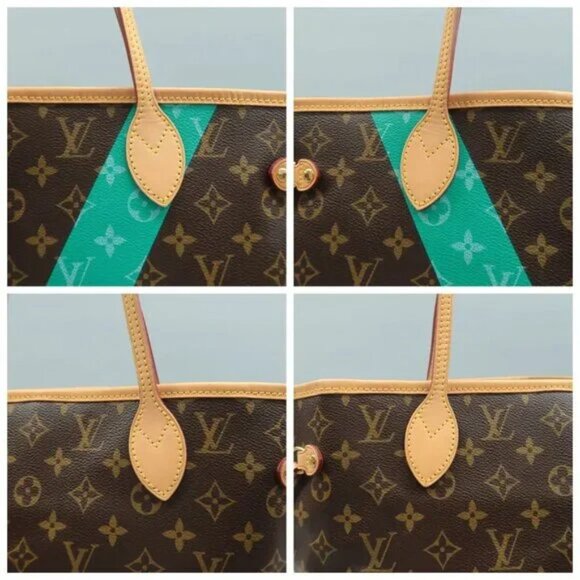100% Authentic Louis Vuitton Neverfull Brown&Green MM W/P Monogram Shoulder Bag - Picture 6 of 12